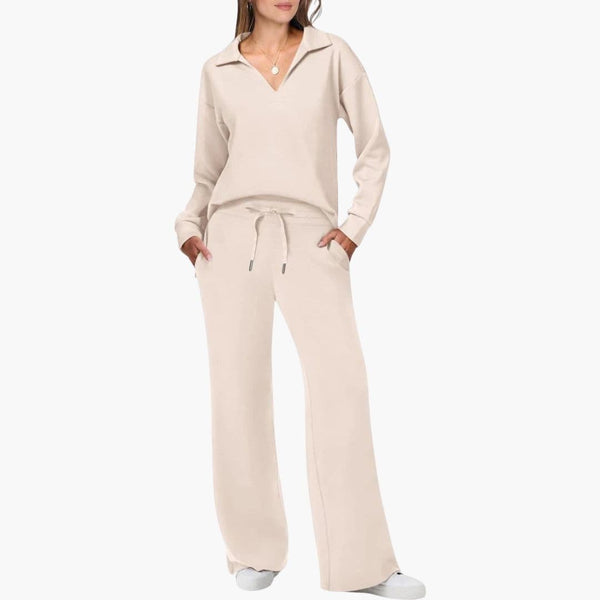 Elegant V-Neck Two-Piece Women's Set Stylish