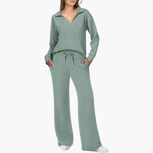 Elegant V-Neck Two-Piece Women's Set Stylish