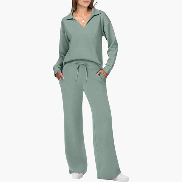 Elegant V-Neck Two-Piece Women's Set Stylish
