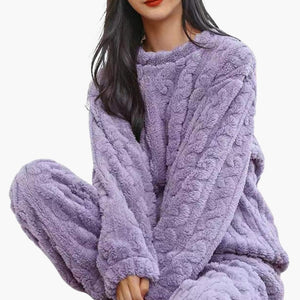Conjunto de pijama de dos piezas de forro polar acogedor para mujer