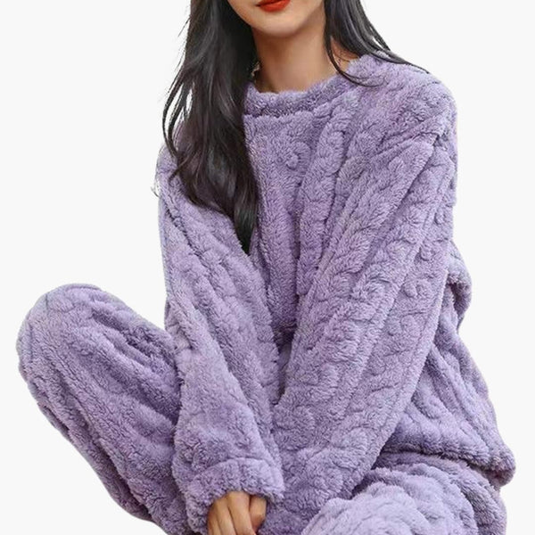 Conjunto de pijama de dos piezas de forro polar acogedor para mujer