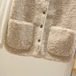 Women's Cosy Teddy Fleece Button-Front Vest with Front Pocket