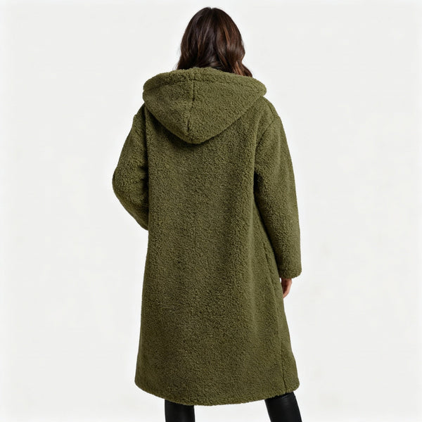 Women's Teddy Hooded Coat with Wide Lapels