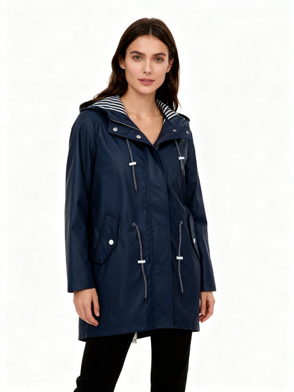 Abrigo de transición impermeable con capucha para mujer