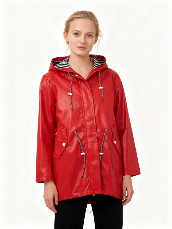 Abrigo de transición impermeable con capucha para mujer