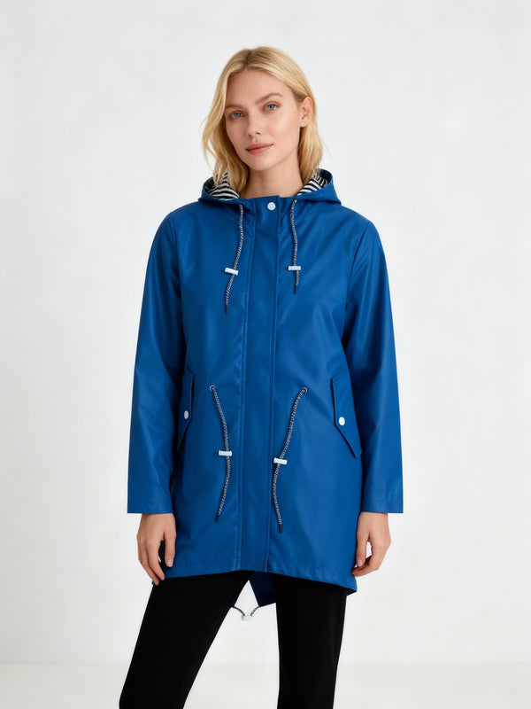 Abrigo de transición impermeable con capucha para mujer