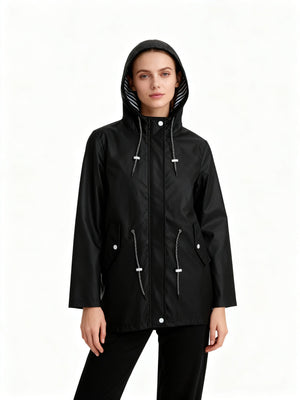 Abrigo de transición impermeable con capucha para mujer