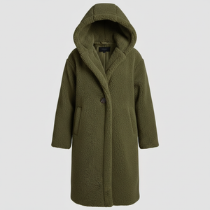 Women's Teddy Hooded Coat with Wide Lapels