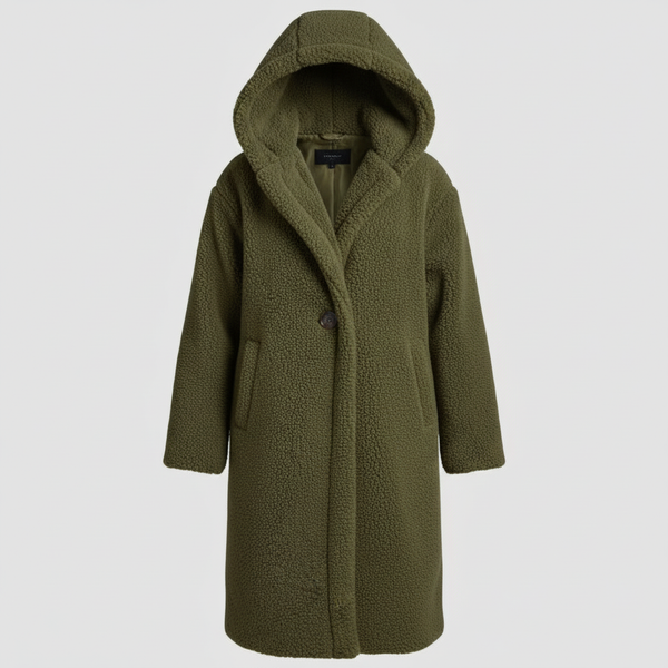 Women's Teddy Hooded Coat with Wide Lapels