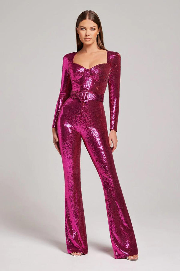 Sequin Flared Jumpsuit Women’s Party Outfit