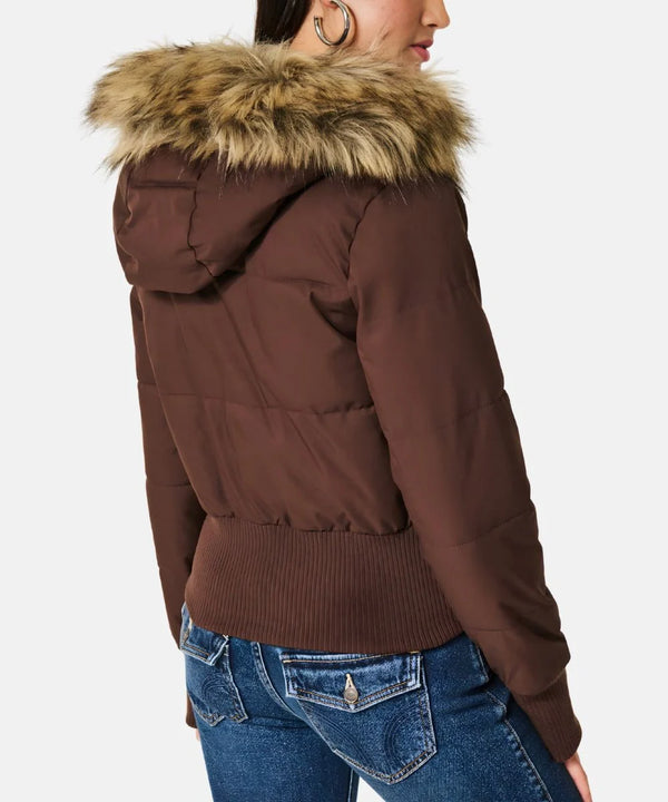 Women's Quilted Winter Jacket Removable Hood