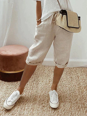 Women's Relaxed Bermuda Shorts with Adjustable Drawstring Waist