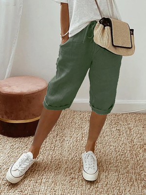 Women's Relaxed Bermuda Shorts with Adjustable Drawstring Waist
