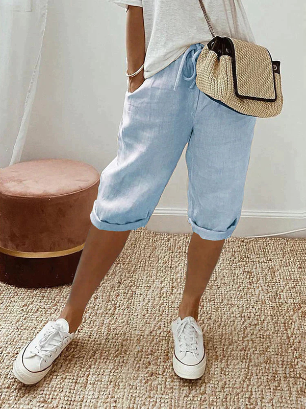 Women's Relaxed Bermuda Shorts with Adjustable Drawstring Waist