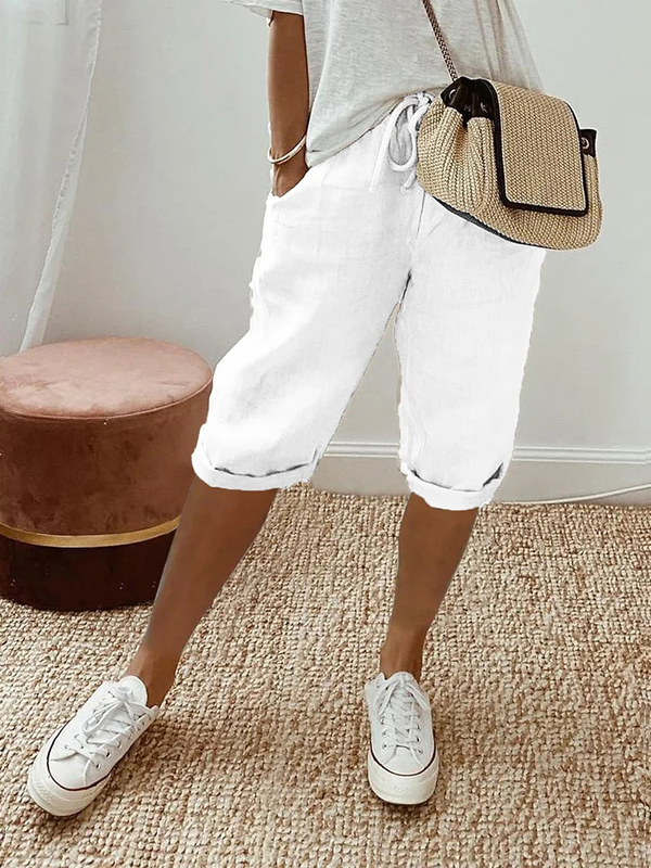Women's Relaxed Bermuda Shorts with Adjustable Drawstring Waist
