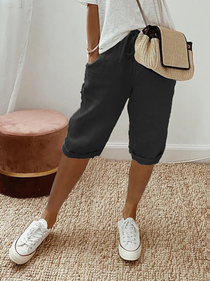 Women's Relaxed Bermuda Shorts with Adjustable Drawstring Waist