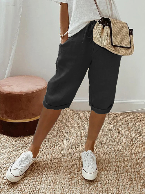 Women's Relaxed Bermuda Shorts with Adjustable Drawstring Waist