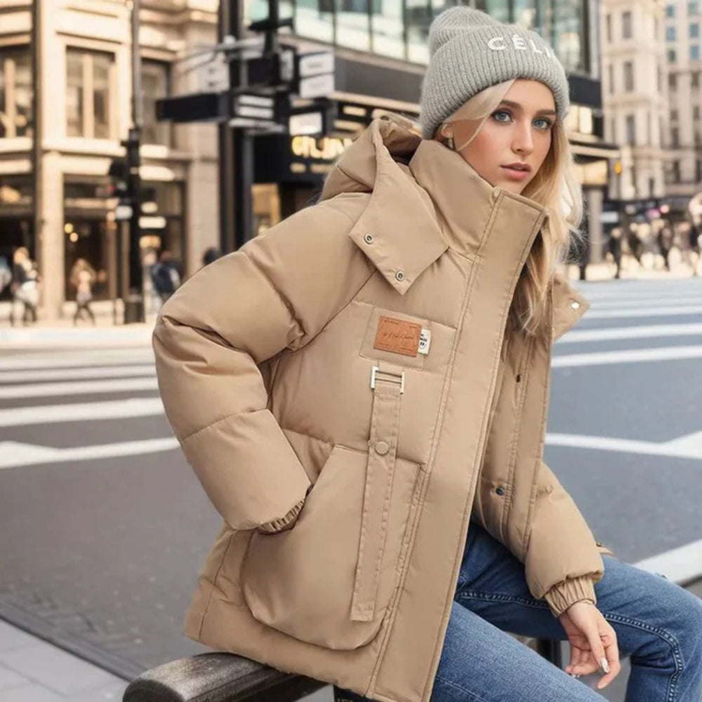 Chaqueta acolchada de invierno con capucha para mujer y bolsillos