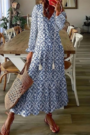 Women's Floral Print Maxi Dress with Relaxed Flowy Silhouette