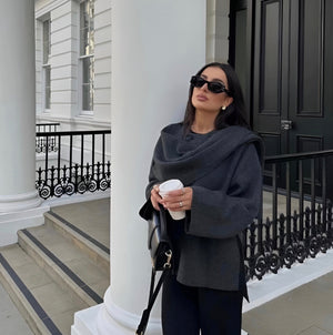 Elegant Oversized Knit Poncho Sweater for Women