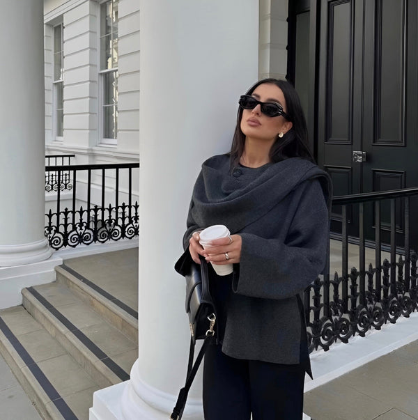 Elegant Oversized Knit Poncho Sweater for Women