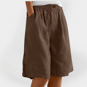 Pantalones cortos bermuda de mujer de talle alto con cintura elástica