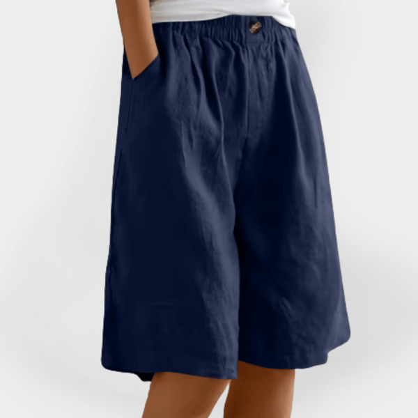 Pantalones cortos bermuda de mujer de talle alto con cintura elástica