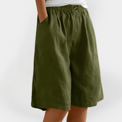 Pantalones cortos bermuda de mujer de talle alto con cintura elástica