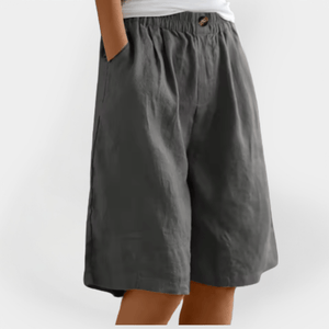 Pantalones cortos bermuda de mujer de talle alto con cintura elástica