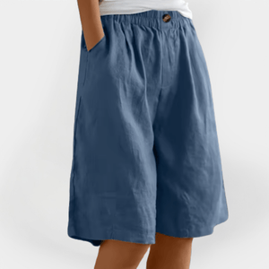 Pantalones cortos bermuda de mujer de talle alto con cintura elástica