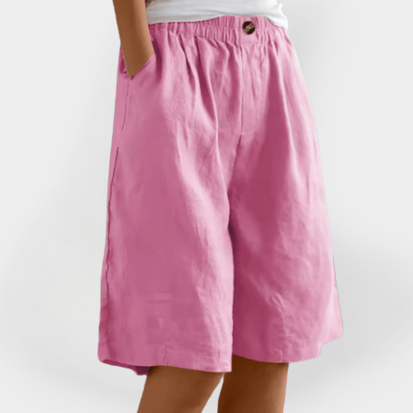 Pantalones cortos bermuda de mujer de talle alto con cintura elástica