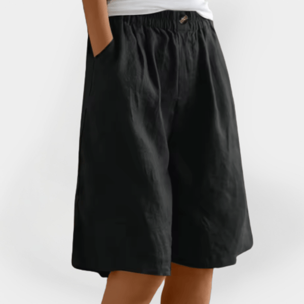 Pantalones cortos bermuda de mujer de talle alto con cintura elástica