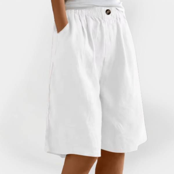 Pantalones cortos bermuda de mujer de talle alto con cintura elástica