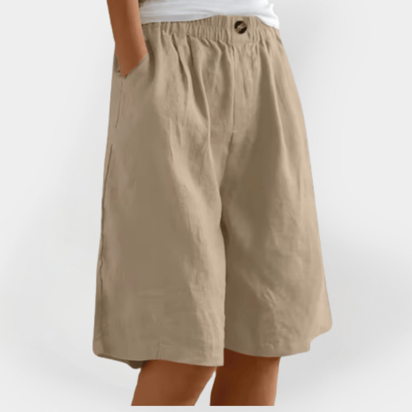 Pantalones cortos bermuda de mujer de talle alto con cintura elástica