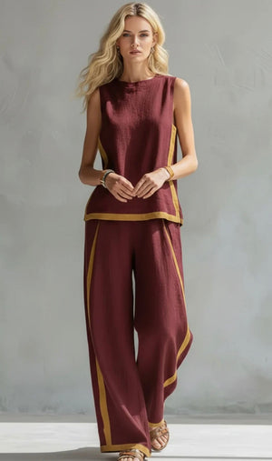 Women's Two Piece Wide Leg Pants Set with Sleeveless Top
