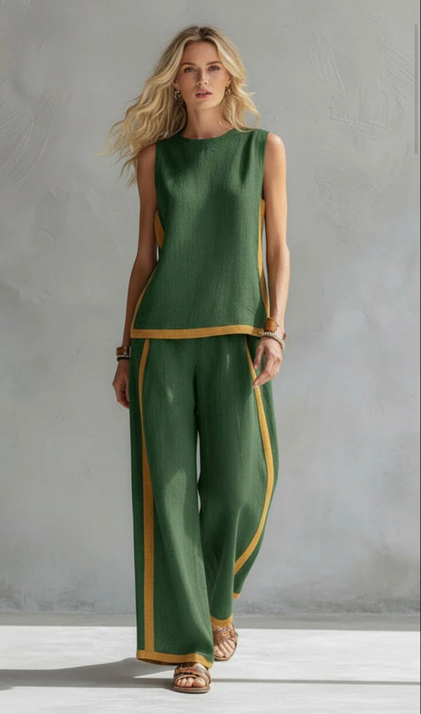 Women's Two Piece Wide Leg Pants Set with Sleeveless Top