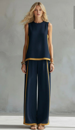 Women's Two Piece Wide Leg Pants Set with Sleeveless Top