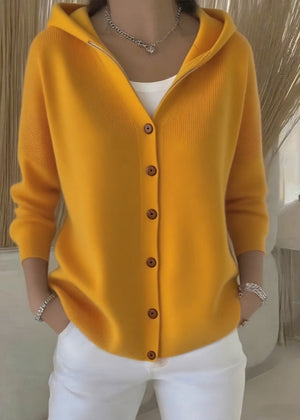 Women's Hooded Button Casual Knit Cardigan
