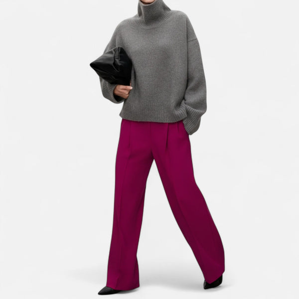 Suéter oversize de punto con cuello alto para mujer