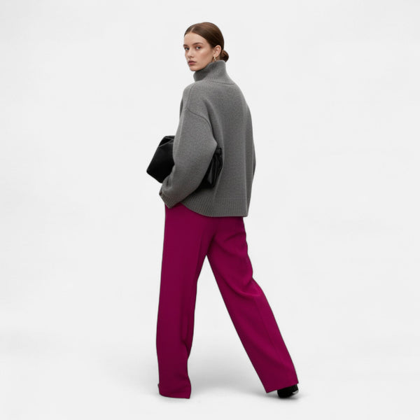 Suéter oversize de punto con cuello alto para mujer