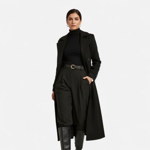 Elegant Double Breasted Long Trench Coat