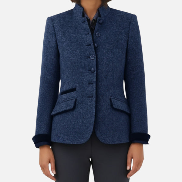 Blazer elegante con botones, corte entallado y cuello alto