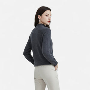 Suéter de punto suave con cuello alto falso y manga larga para mujer