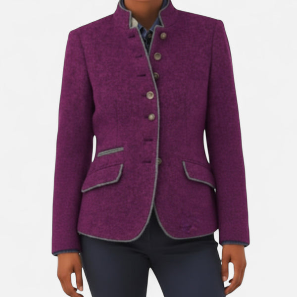 Blazer elegante con botones, corte entallado y cuello alto