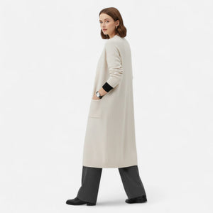 Elegant Women's Open-Front Cardigan Timeless Long Silhouette
