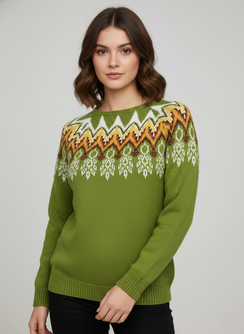 Cozy Knit Sweater with Fair Isle Pattern