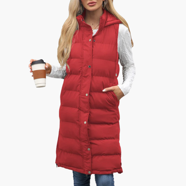 Long Puffer Vest Women Hooded Winter Style