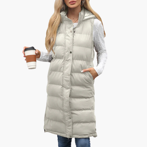 Long Puffer Vest Women Hooded Winter Style