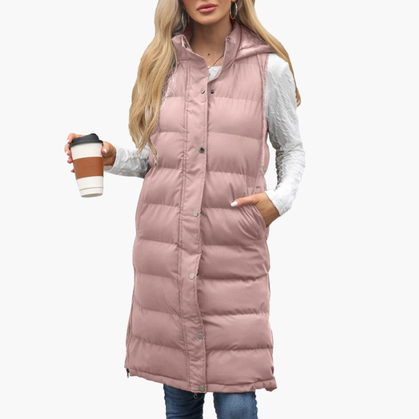 Long Puffer Vest Women Hooded Winter Style