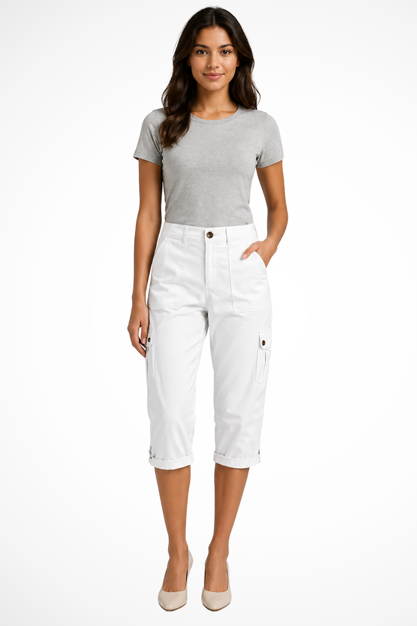 Pantalones Cortos Cargo para Mujer con Dobladillo Enrollado